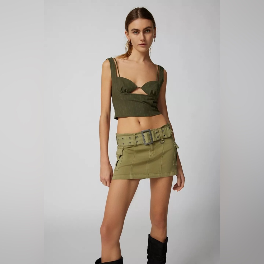 Urban outfitters Belted micro mini skirt In green